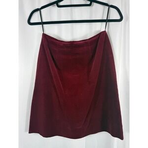 Burgundy Velvet Mini‎ Skirt High Waisted Cocktail New Years Holiday Party